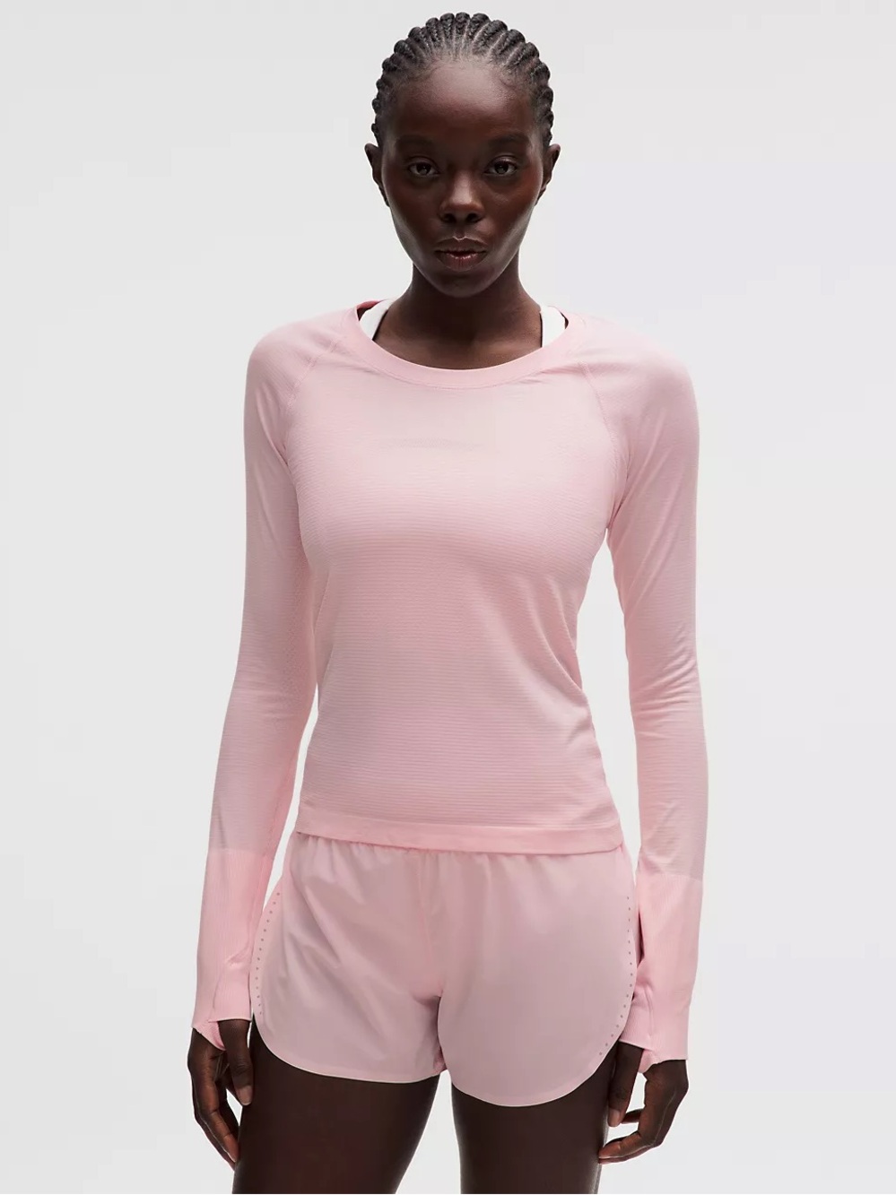 Lululemon Swiftly Tech Shirt 4 Long-Sleeve Waist Length Top Light Pink Pearl